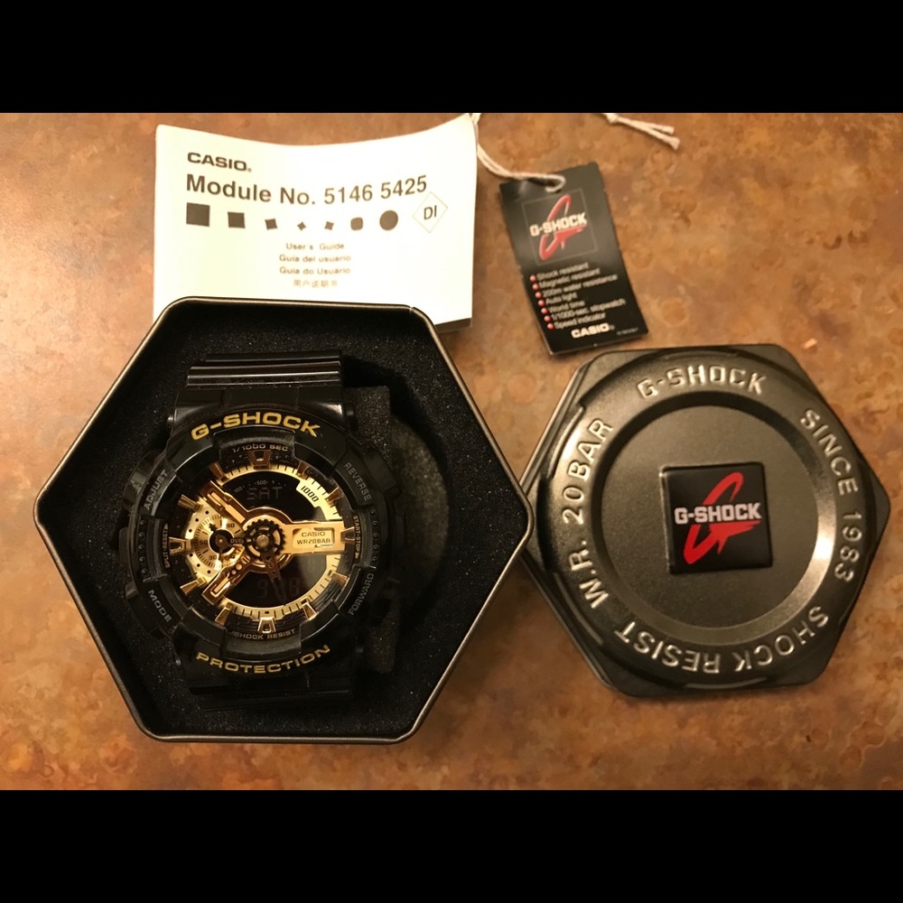 Casio G Shock GA110GB Black Gold. Box manual 5146